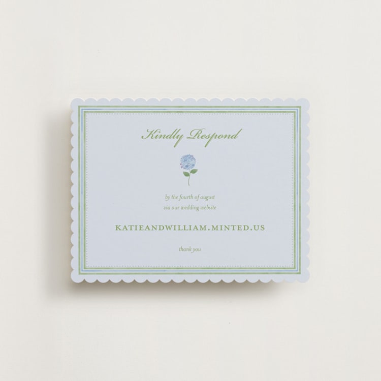 "Hydrangea Vines" - RSVP Online Enclosure Cards in Coastal by Madhvi Samimi - Front