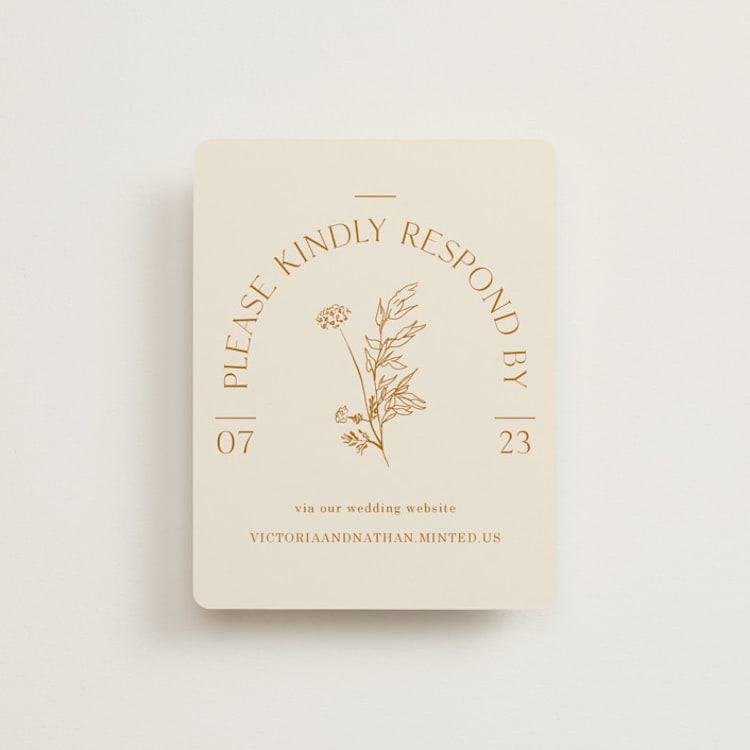 "Floral Type Arch" - RSVP Online Enclosure Cards in Cream by Baumbirdy - Front
