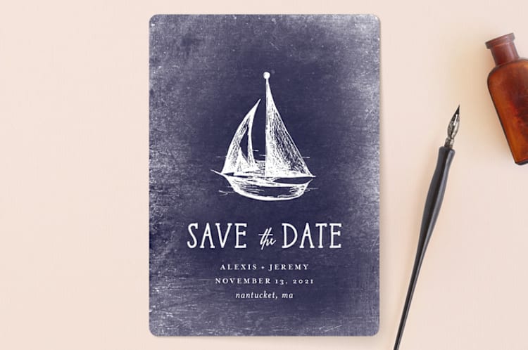 "nautical" - Save the Dates in Navy by Rebecca Bowen - Front