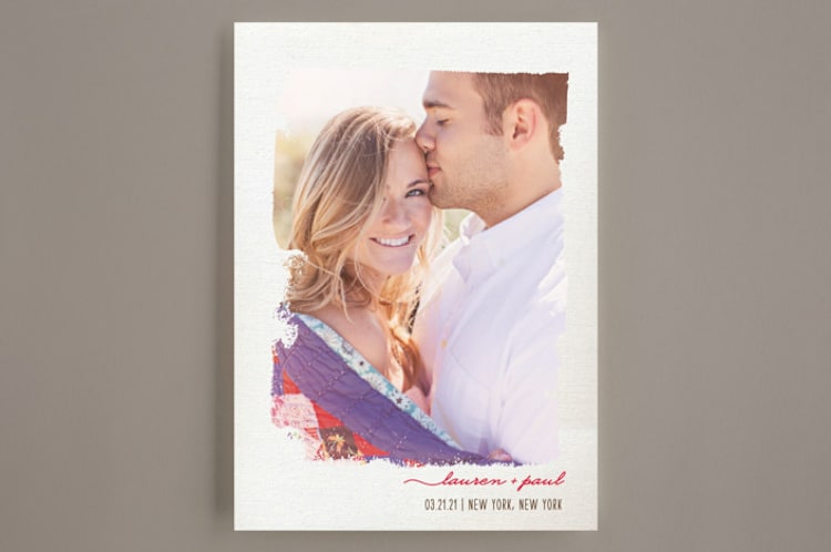 "Painted Beauty" - Save the Dates in Pomegranate by Rebecca Bowen - Front