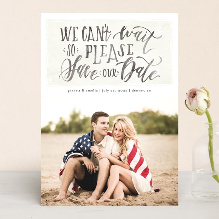 "Can't Wait" - Save the Dates in Charcoal by Grace Kreinbrink - Front