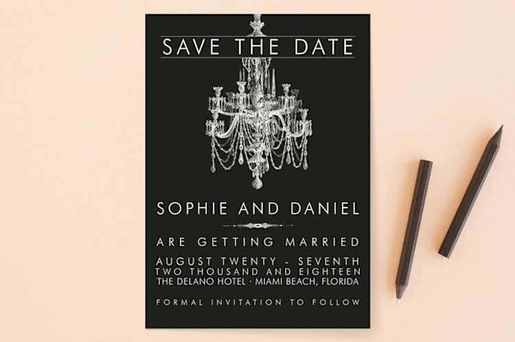 "Chandelier" - Save the Dates in Obsidian by Splendid Press - Front