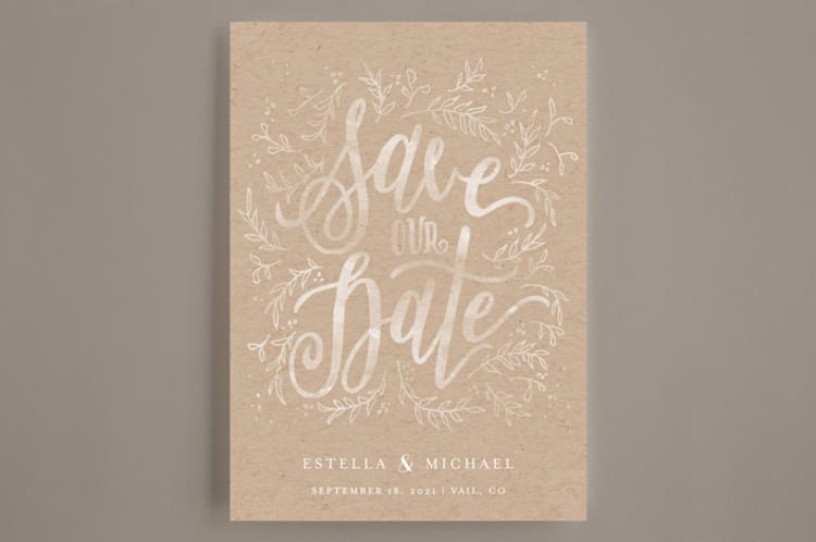 "Hand Lettered Sun-kissed Vines" - Save the Dates in Kraft by Grace Kreinbrink - Front