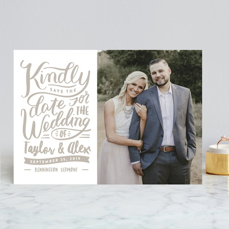 "Handlettered Love" - Save the Dates in Cashmere by Carrie ONeal - Front