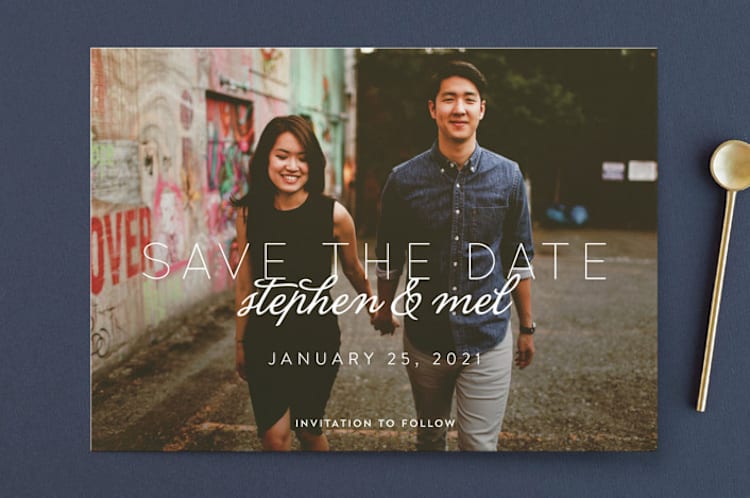 "Swoon" - Save the Dates in Whipped Cream by Keen Peachy - Front