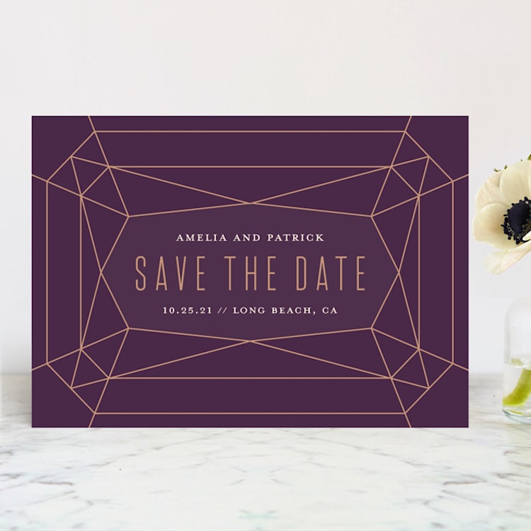 "Geode" - Save the Dates in Amethyst by Rebecca Bowen - Front