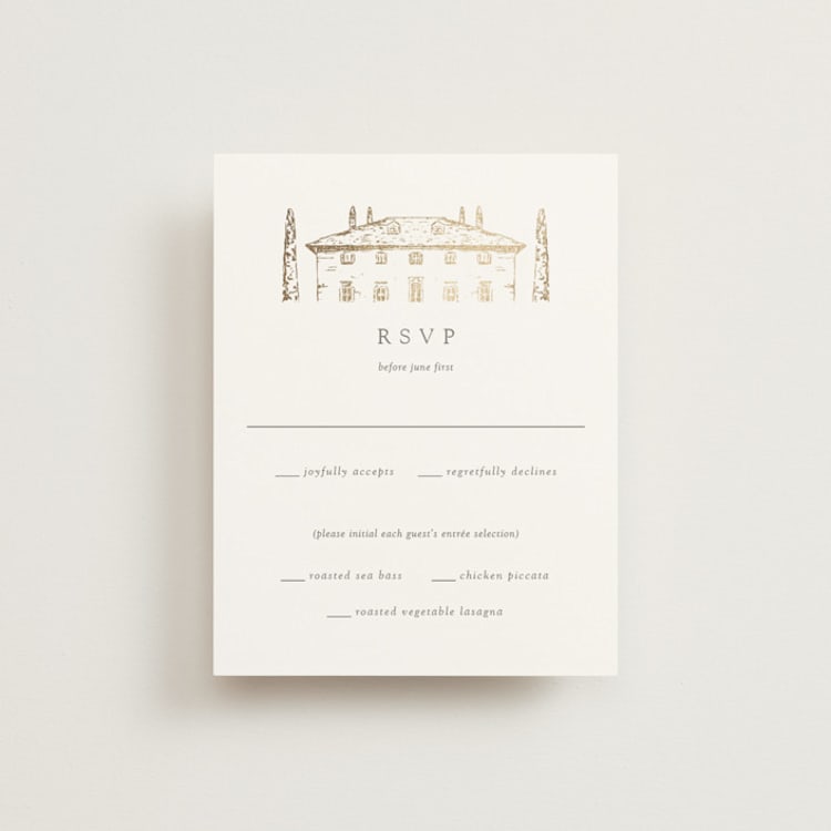"Villa Balbiano" - RSVP Cards in Graphite by Melinda Denison - Front