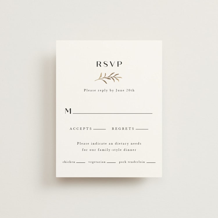 "Petite Sprig" - RSVP Cards in Black Dahlia by Olivia Raufman - Front