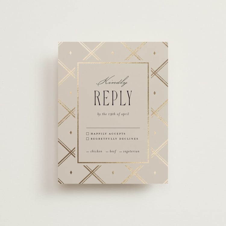 "Luxe Lines" - RSVP Cards in Champagne by Kristin Oliversen - Front