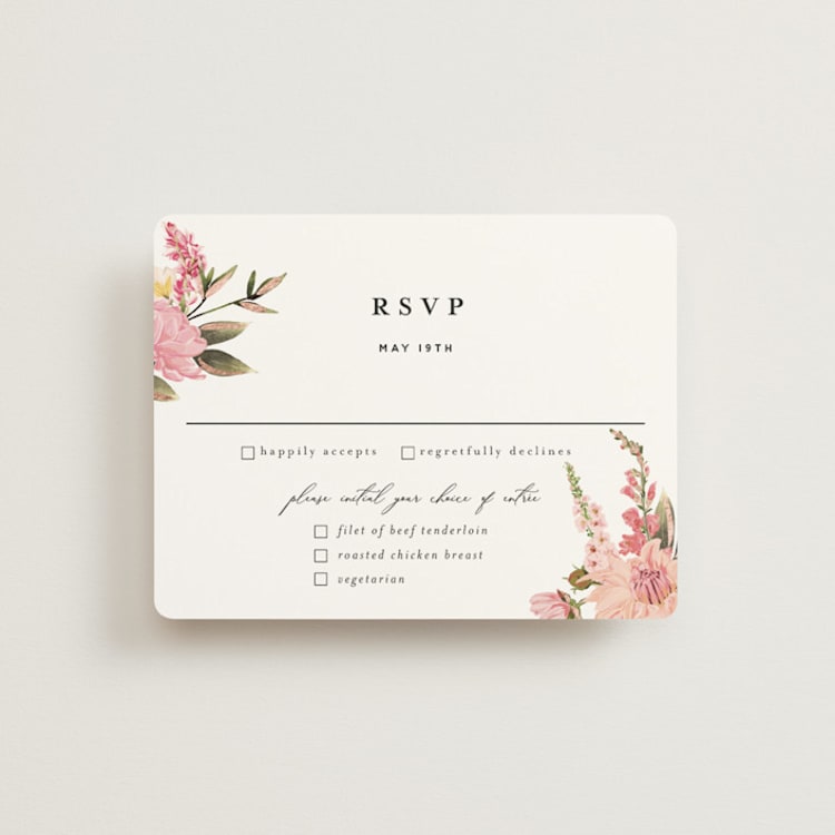 "Lush" - RSVP Cards in Blush by Susan Moyal - Front