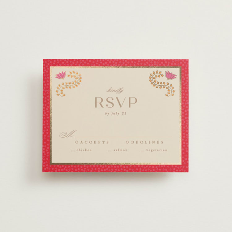 "Indian garden" - RSVP Cards in Sindoor by Creo Study - Front