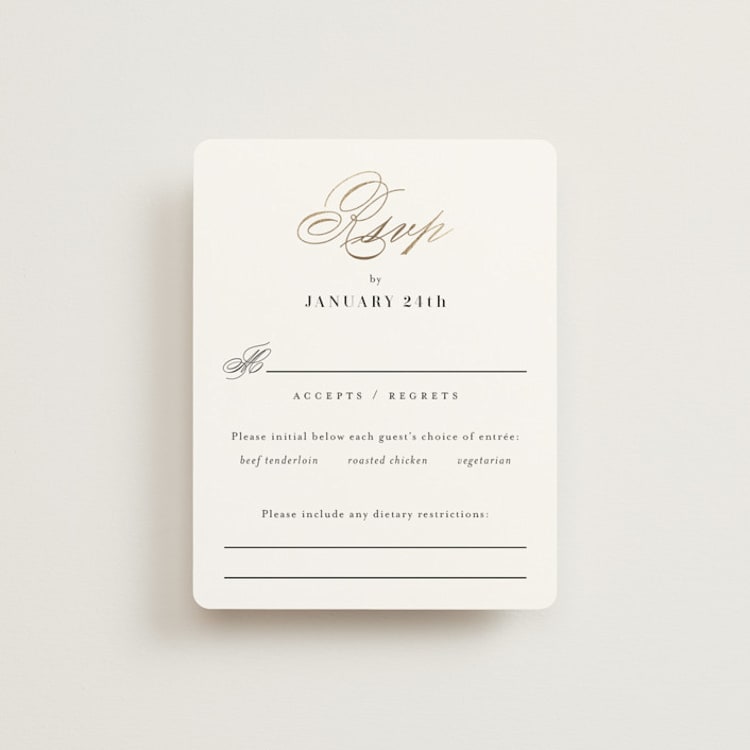 "Gilded Ampersand" - RSVP Cards in Cotton by Jennifer Postorino - Front