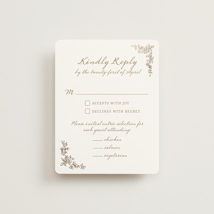 "Boho flower crest" - RSVP Cards in Ivory by Cass Loh - Front