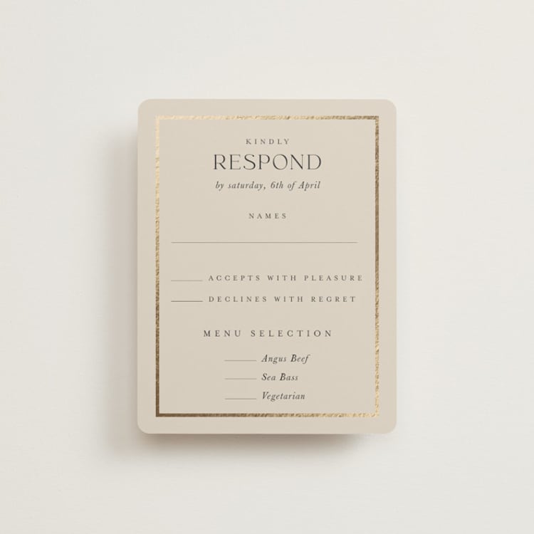 "Timeless Charm" - RSVP Cards in Charcoal by Lucrecia Caporale - Front