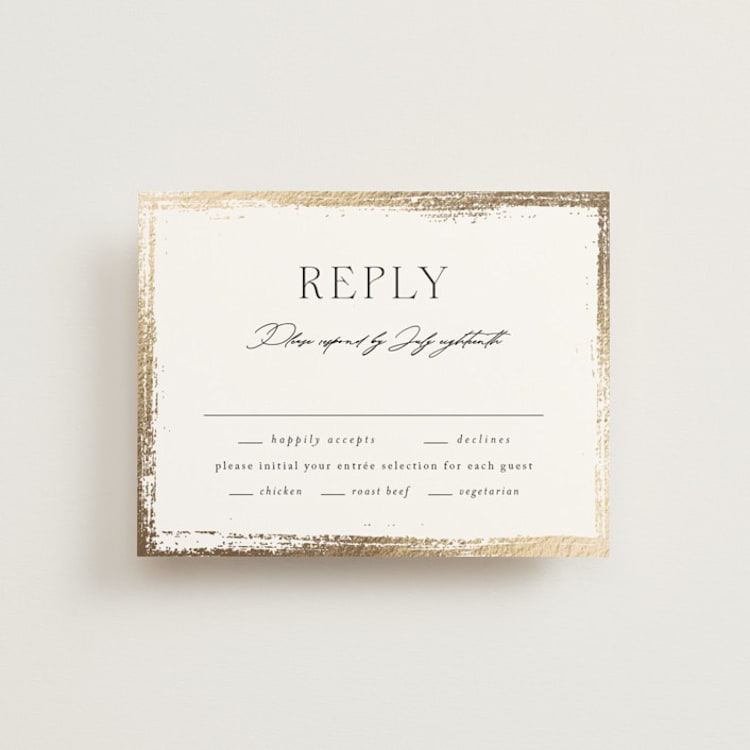 "Brushed Edge" - RSVP Cards in Silk by Kelly Schmidt - Front