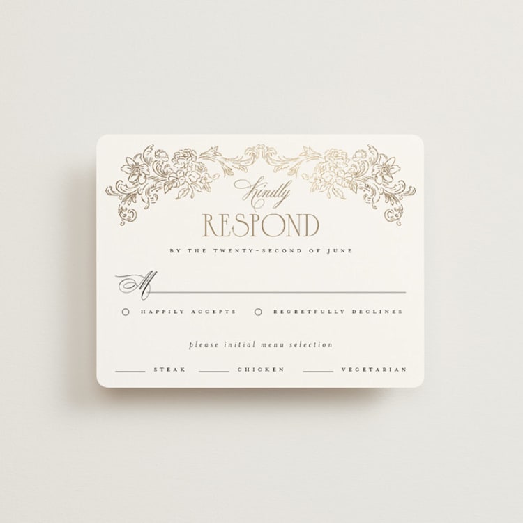 "Rococo" - RSVP Cards in Pearl by Jenna Holcomb - Front