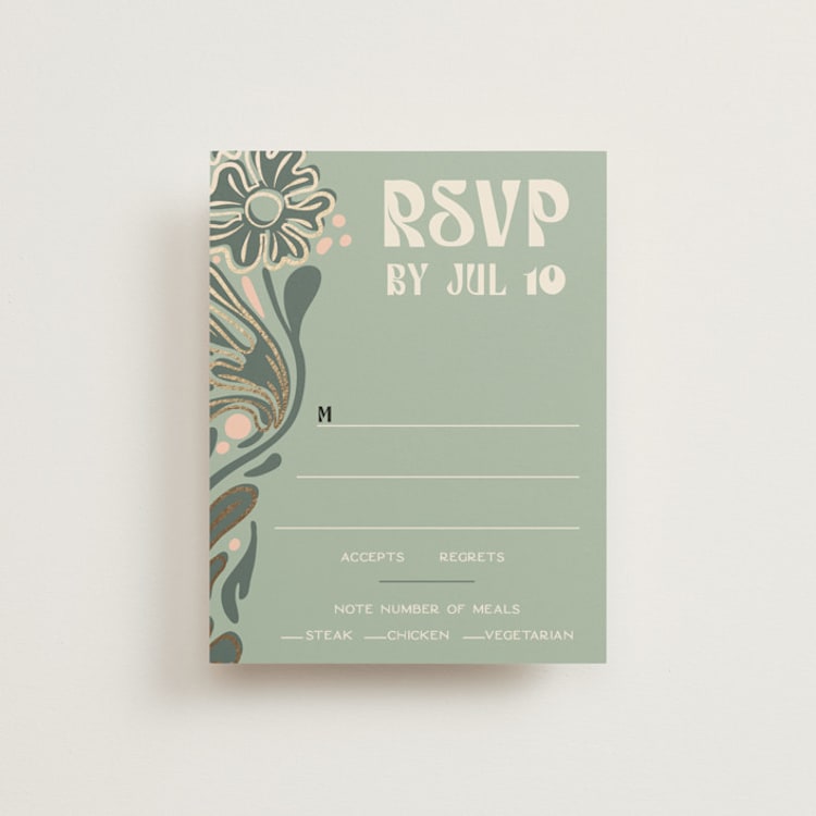 "Nouveau Frame" - RSVP Cards in Sage by GeekInk Design - Front