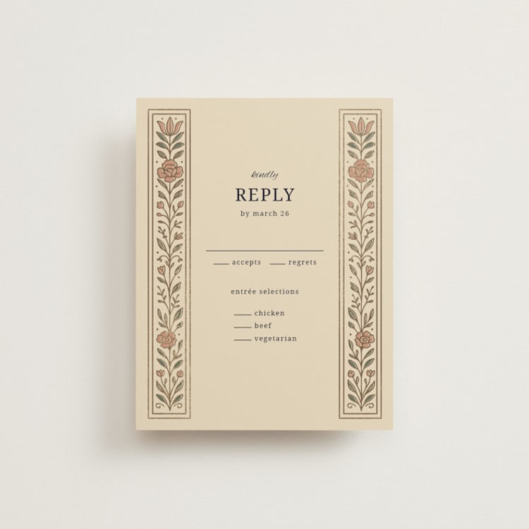 "Botanical Tapestry" - RSVP Cards in Navy by Jess Rosa Beck - Front