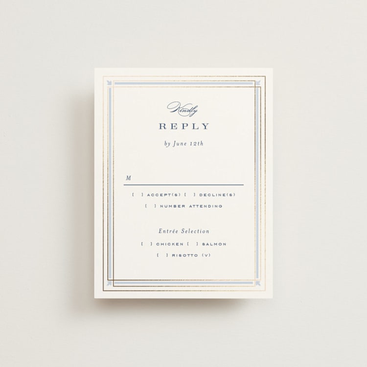 "Aurelia" - RSVP Cards in Dusty Blue by Janean Hinger - Front