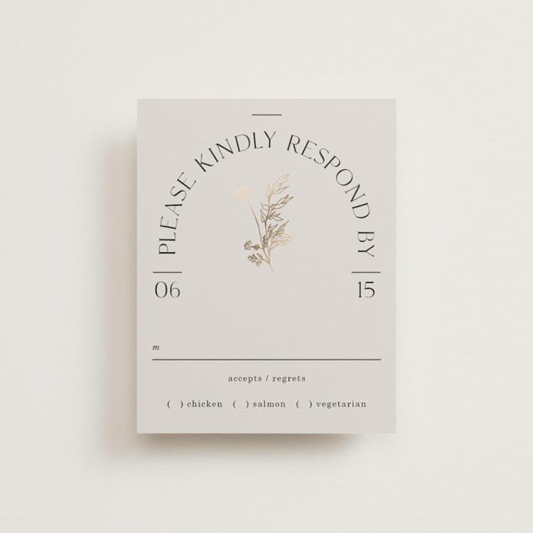 "Floral Type Arch" - RSVP Cards in Linen by Baumbirdy - Front