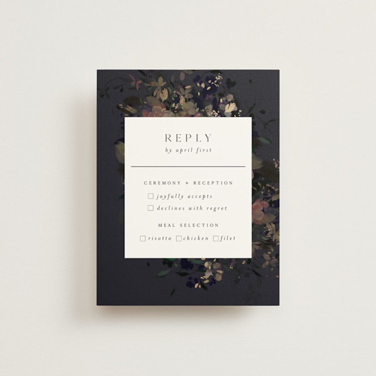 "Vintage Rose Garden" - RSVP Cards in Midnight by Grace Kreinbrink - Front