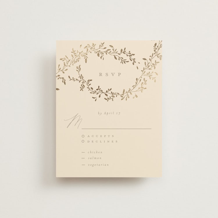 "Leafy Garland" - RSVP Cards in Sand by Creo Study - Front