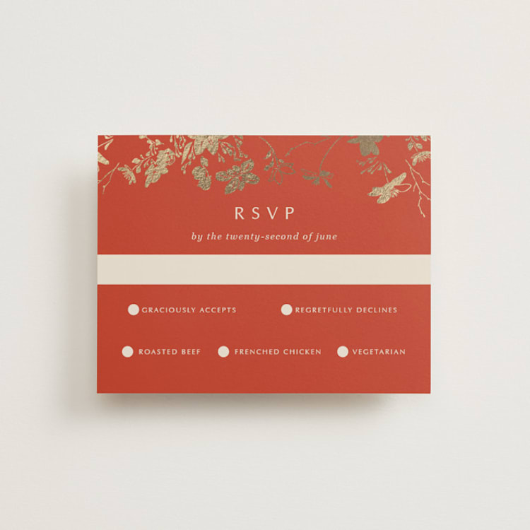 "Abstract Flora" - RSVP Cards in Lava by Stellax Creative - Front