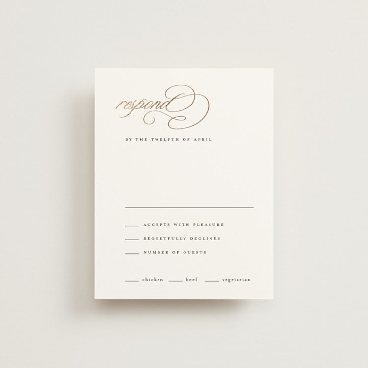 "Left Align" - RSVP Cards in Silk by Kelly Schmidt - Front