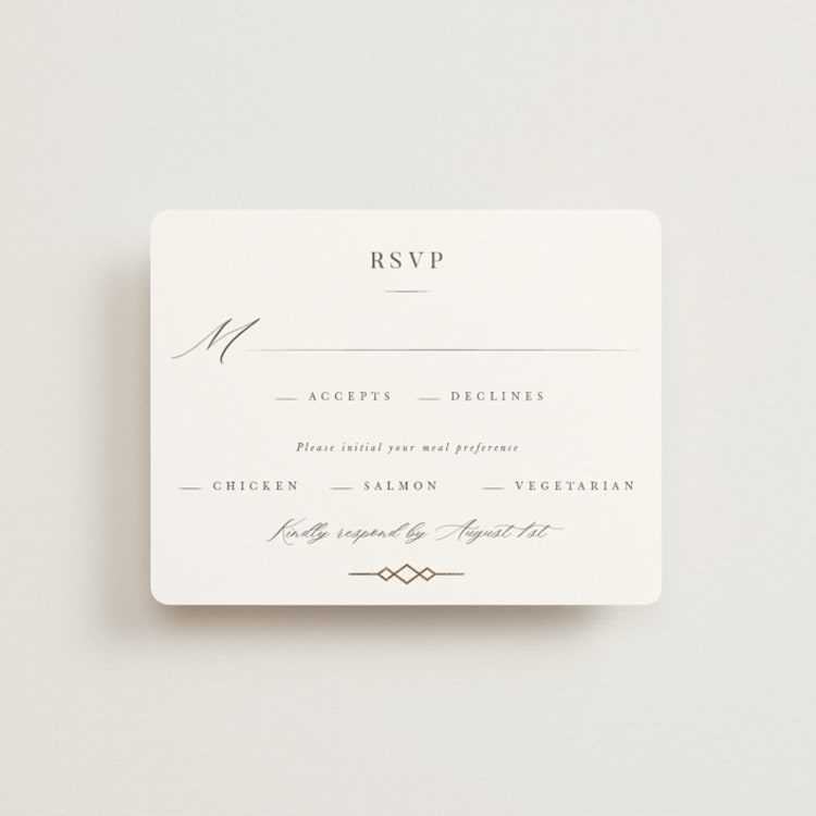 "Regent" - RSVP Cards in Opal by Robert and Stella - Front