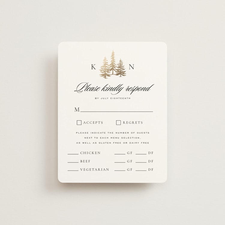 "Gilded Forest" - RSVP Cards in Snow by Stacy Maalouf - Front