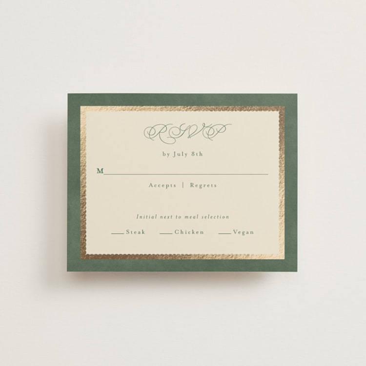 "Vintage Oval" - RSVP Cards in Rosemary by Emily Betts - Front