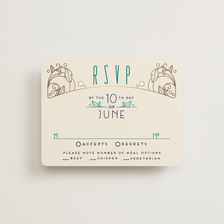 "Ornate Deco" - RSVP Cards in Goldenrod by GeekInk Design - Front