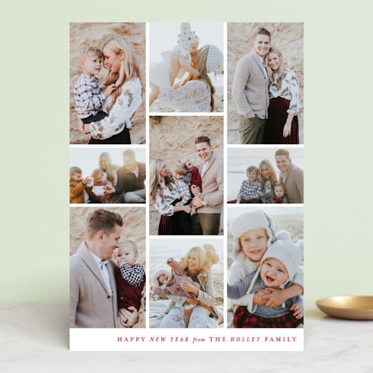 "Columns" - Retired Holiday Cards in Ruby by Ella Weaver - Front
