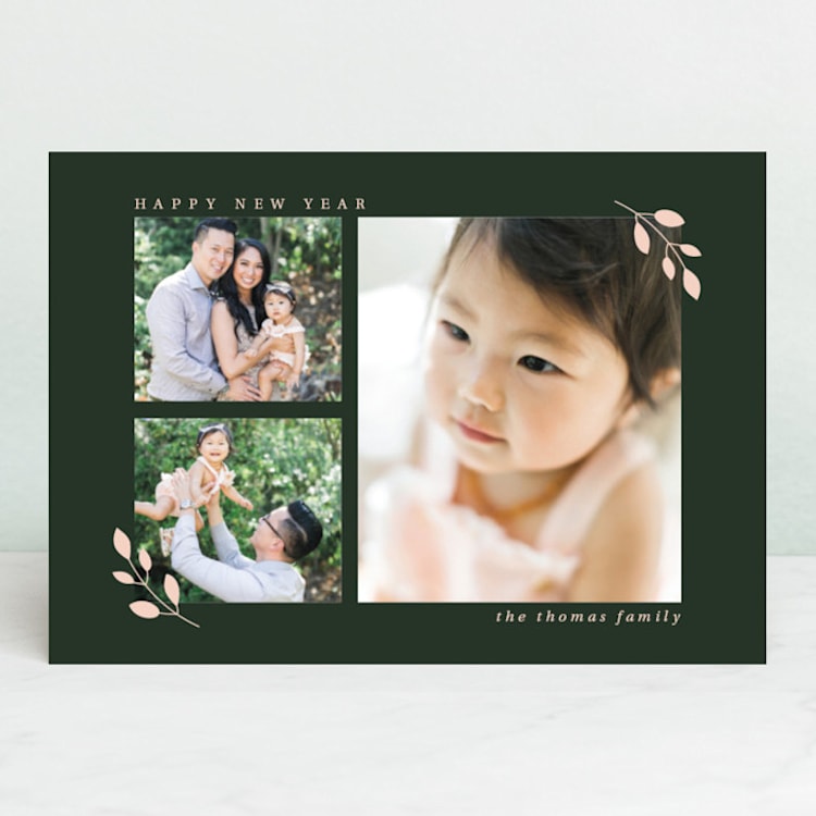 "Sweet Foliage" - Retired Holiday Cards in Blush by Ella Weaver - Front