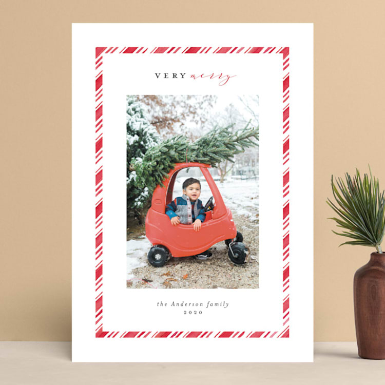 "Peppermint" - Retired Holiday Cards in Peppermint by Stardust Design Studio - Front