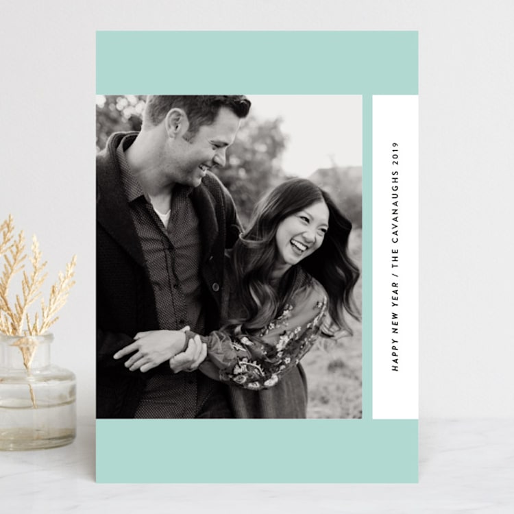 "slide" - Retired Holiday Cards in Powder Blue by Roxy Cervantes - Front