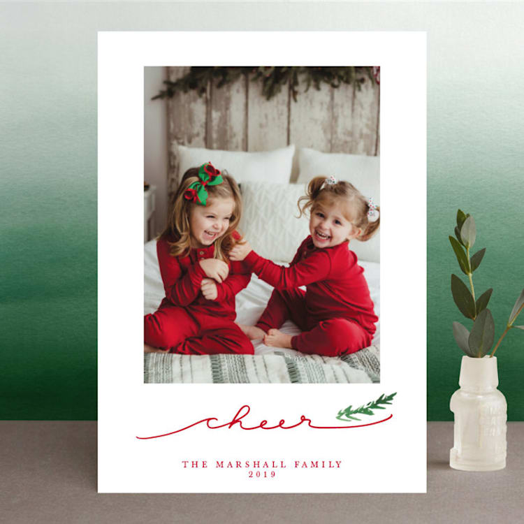 "Merry Branch" - Retired Holiday Cards in Poinsetta by Paula Pecevich - Front
