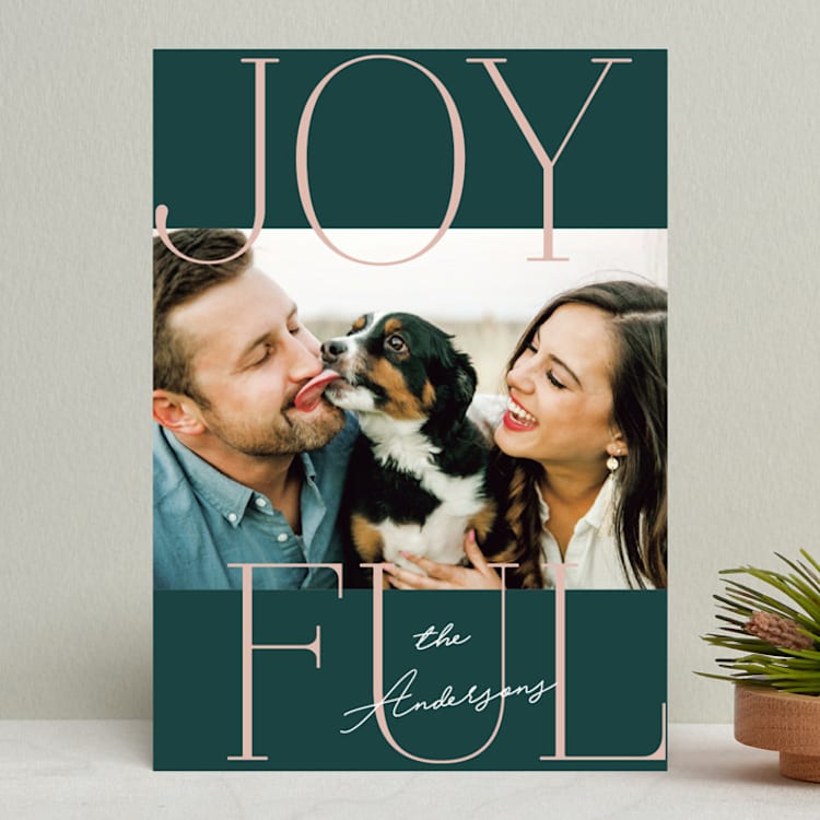 "Joyful Serif" - Retired Holiday Cards in Pine by Kerry Doyle - Front