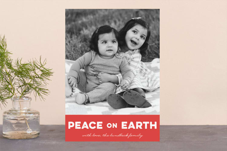"Bold Peace" - Retired Holiday Cards in Poinsettia by Kerry Doyle - Front