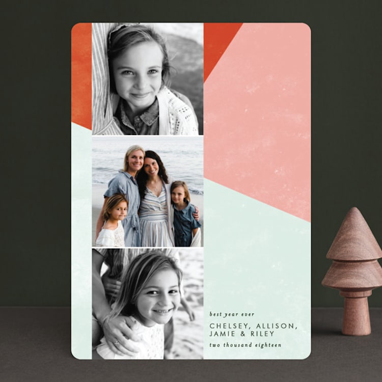 "Bold Blocks of Color" - Retired Holiday Cards in Persimmon by Ella Weaver - Front