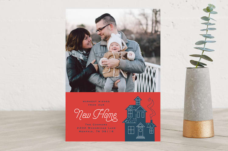 "Warm Home" - Retired Holiday Cards in Holly Berry by Alex Elko Design - Front
