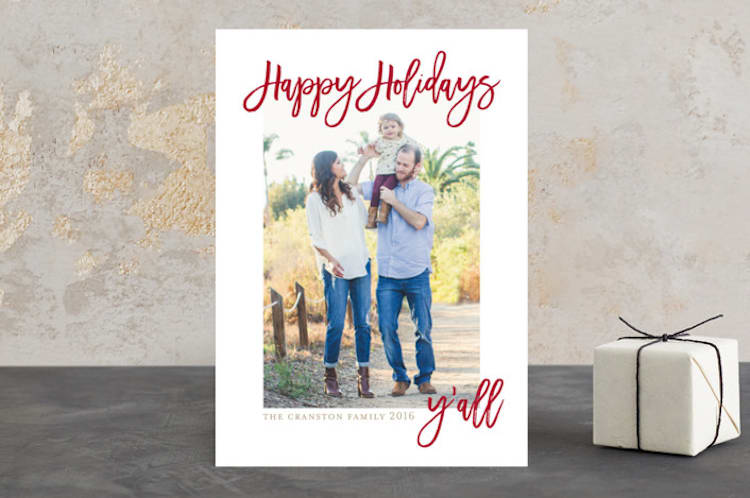 "Southern Charm" - Retired Holiday Cards in Cranberry by Shari Margolin - Front