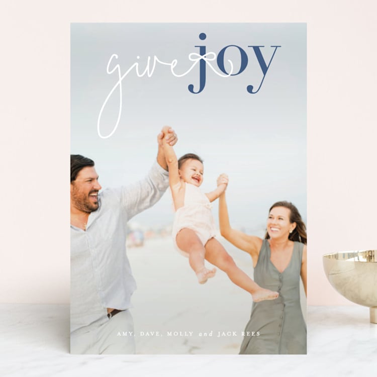 "Give Joy" - Retired Holiday Cards in Winter Sky by Sara Hicks Malone - Front