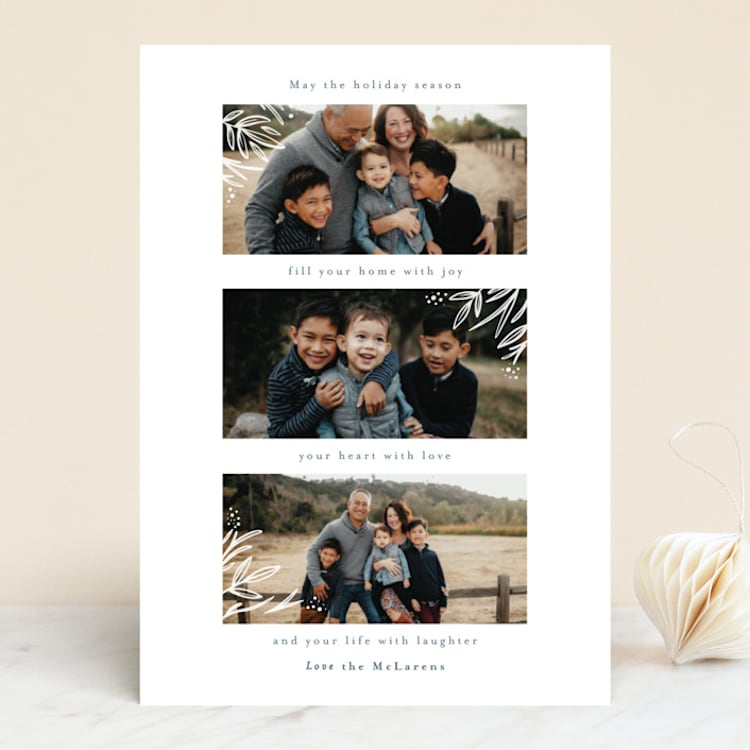 "Hearts Full" - Retired Holiday Cards in Steel Blue by Megan Cash - Front