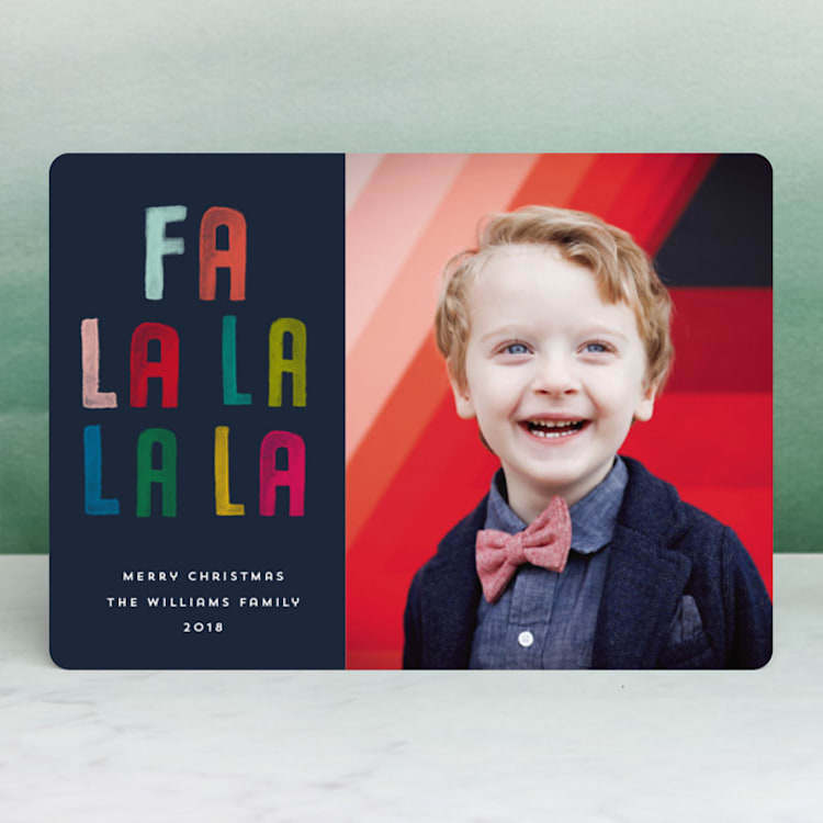 "Fa la la la la" - Retired Holiday Cards in Navy by Kerry Doyle - Front