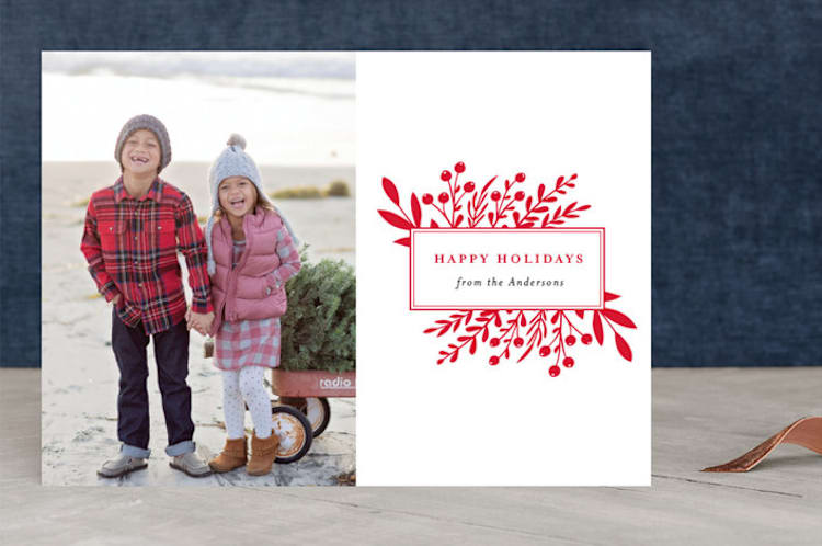 "Branches and Berries" - Retired Holiday Cards in Rose by Jana Volfova - Front