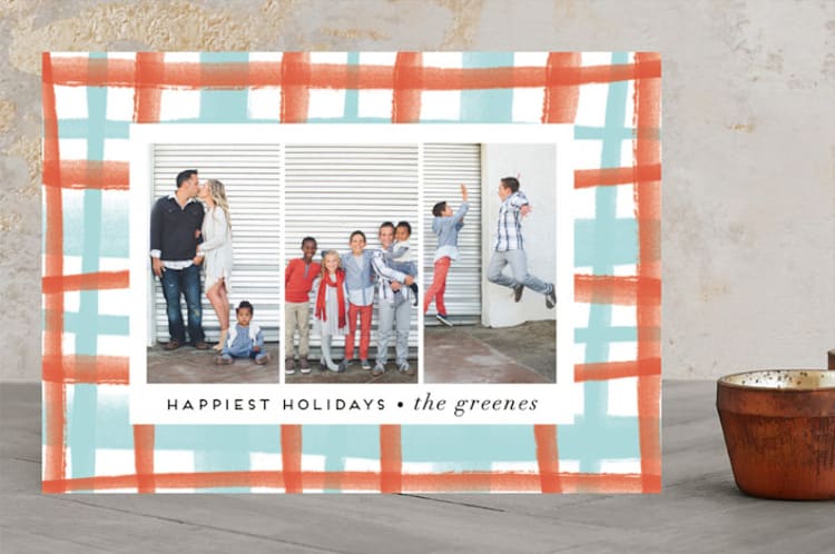 "Rad Plaid" - Retired Holiday Cards in Poppy by Annie Montgomery - Front