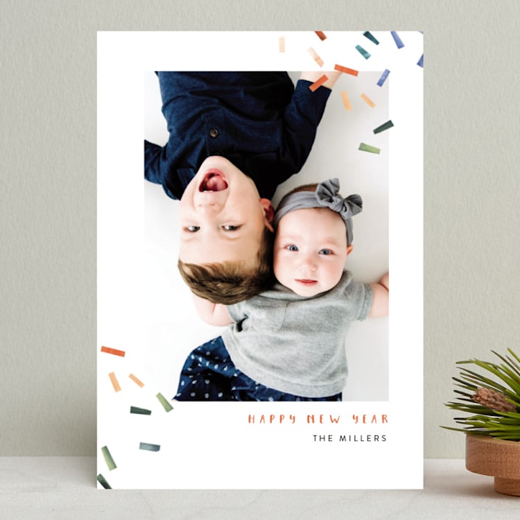 "Joyful Confetti" - Retired Holiday Cards in Poppy by Kelly Ventura - Front