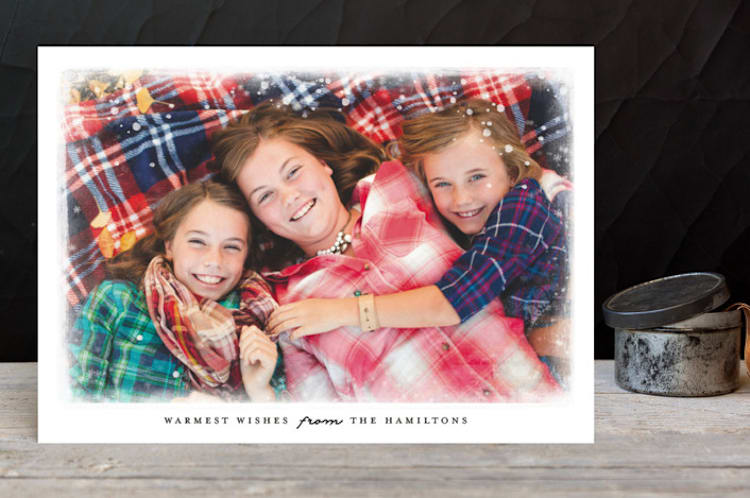 "Warmest Snowy Wishes" - Retired Holiday Cards in Snowflakes by Lisa Cersovsky - Front