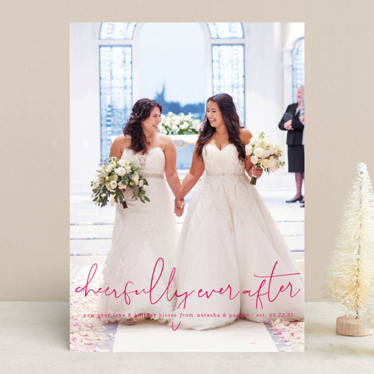 "Our Merrily Ever After" - Retired Holiday Cards in Peony by fatfatin - Front